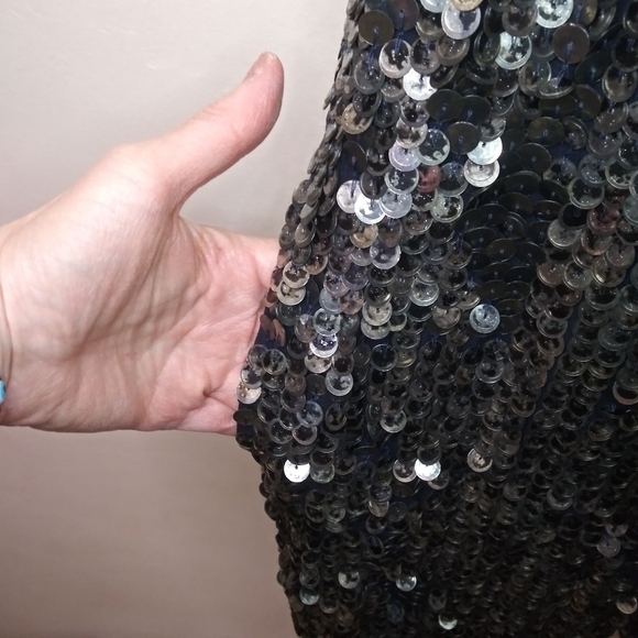 Free People Sexy Navy & Silver Sequinned Plunging Neckline Romper - Picture 3 of 10